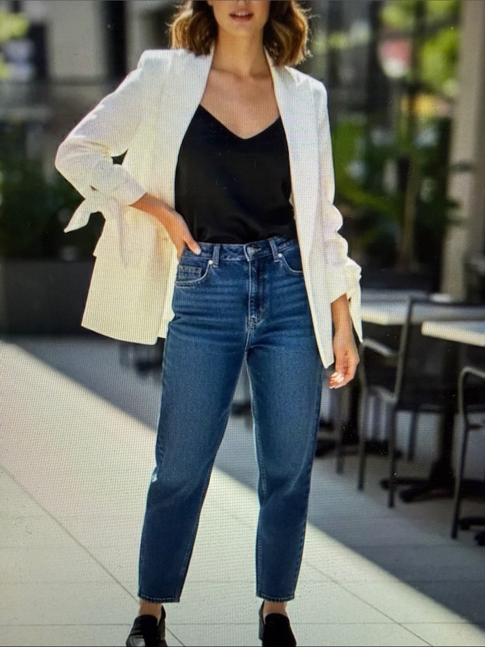 VERONICA BEARD White Corrine Single-Breasted Dickey Blazer w/Bow Tie Sleeves Siz